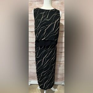 Vintage Jacqueline Ferrar Top 10 and Black Skirt with Cream stripes size 6